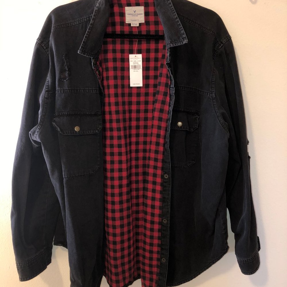 American Eagle Distressed Flannel NWT